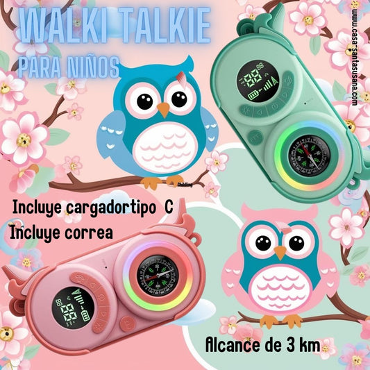 Walkie Talkies Búho, recargables (Pack 2 unidades)